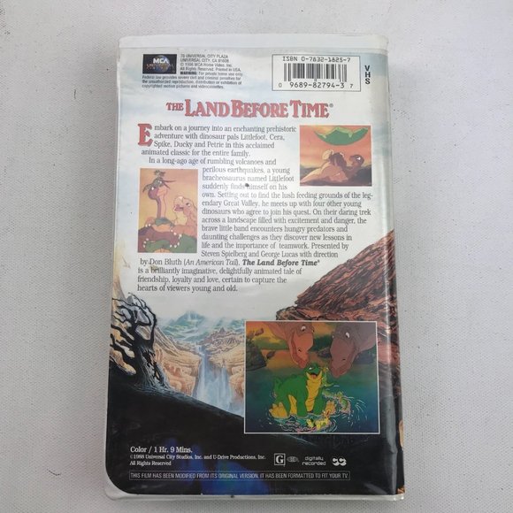 VHS The Land Before Time Clamshell Dinosaur Movie Littlefoot Ducky Spike Petrie - Picture 5 of 5